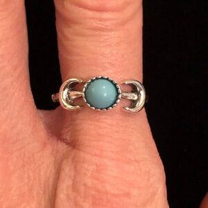 Silver Tone and Blue Faux Stone Ring